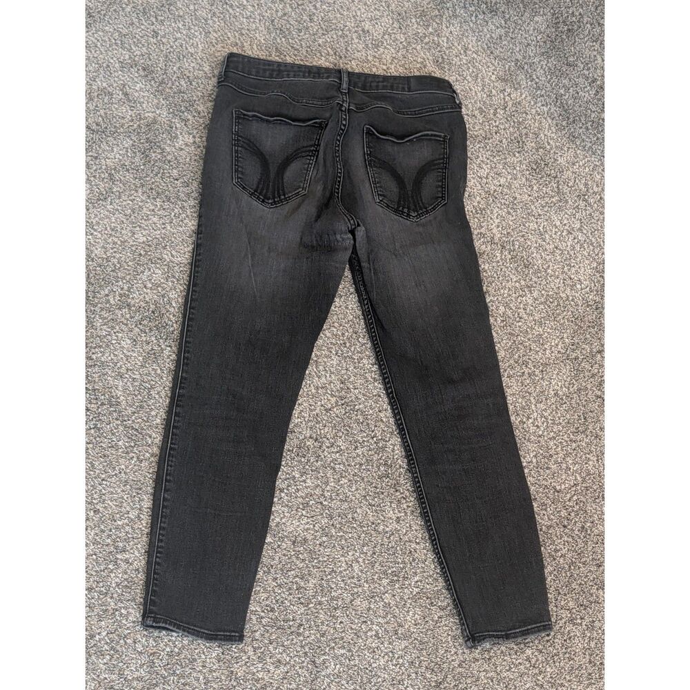 Hollister High Rise Crop Super Skinny Jeans Faded Black Distressed Size 11R W30